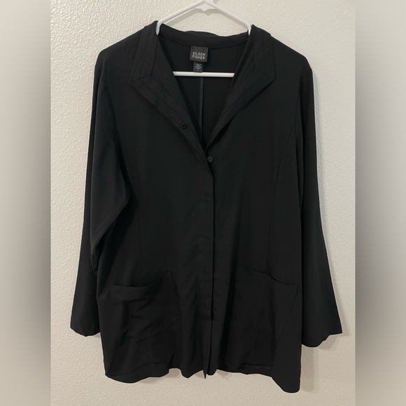 Eileen Fisher Black Wool Blend Smock Tunic - Picture 1 of 14